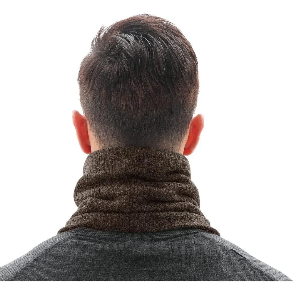 Men's Dark Brown Winter Ski Neck Gaiter Face Scarf Fleece Lined Windproof Scarve
